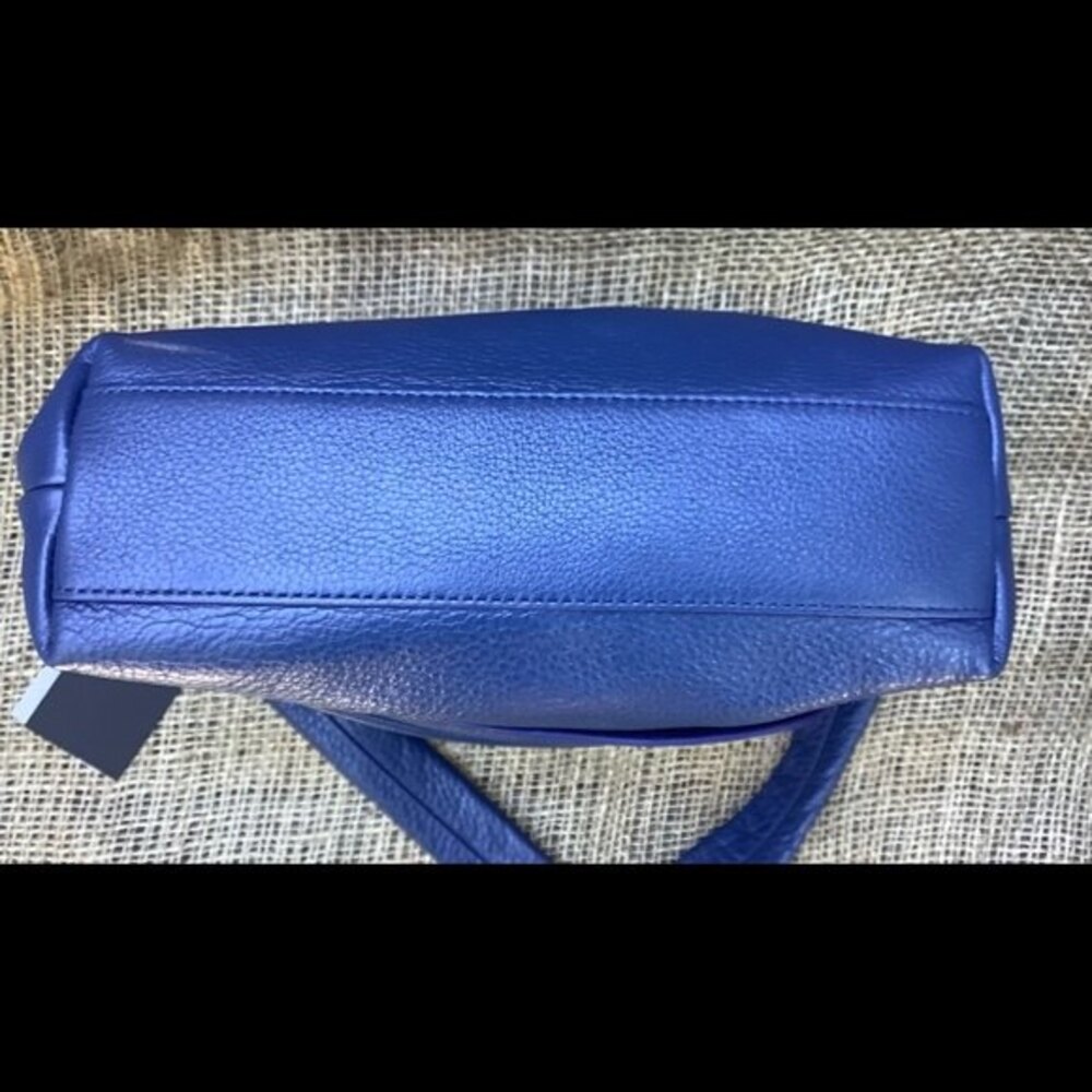 Halston Heritage Small Leather Crossbody Blue Flap Bag - Picture 6 of 10